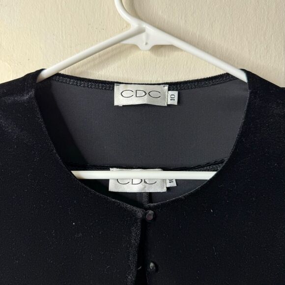 CDC Vintage Black Velvet Embellished Two Piece Grunge Goth Dress - Picture 4 of 7